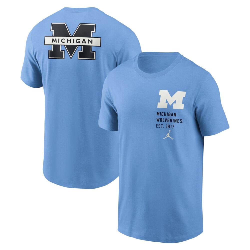 NWT Nike Michigan Wolverines Drop 2-Hit Short Sleeve Crew Neck Tee Blue Mens L